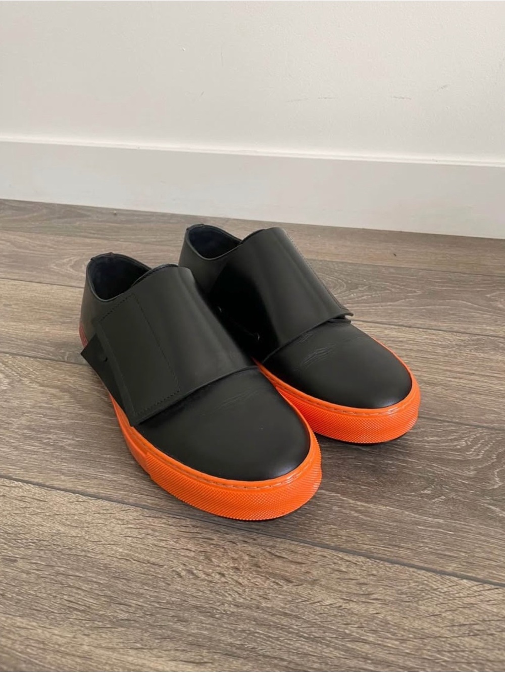 Marni Black Leather Sneakers with Orange and Brown Soles